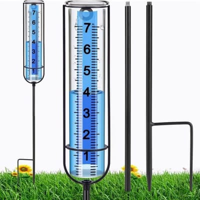Regenmeter Buiten met Meetlat en Metalen Standaard voor Tuin en Grasveld