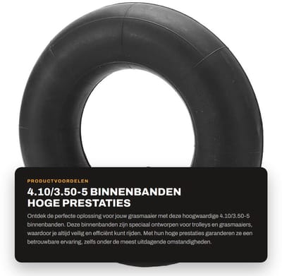Dailygoods- Binnenband 4.10/3.50-5 - Hoge prestaties - Veilig rijden - Binnenband voor trolleys - Binnenband voor grasmaaiers - Duurzaam materiaal - Buitenband