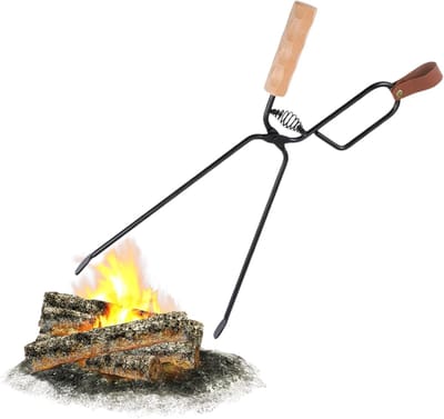 Vuur Tongs - Hout Tangen - Haardhout Hanteren - Ergonomische Houten Handgreep - 46.5 cm - Niet gespecificeerd