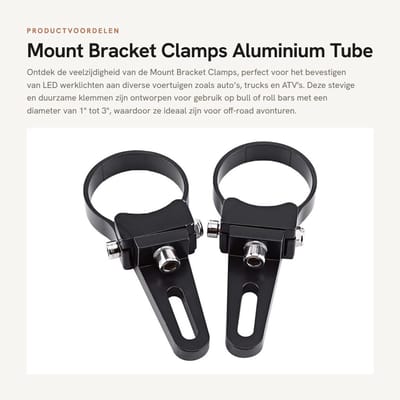 Dailygoods - Mount Bracket Clamps - Aluminium Tube - LED Werklicht Bevestiging - 1"-3" Formaat - Geschikt voor Off Road Voertuigen - 2 Stuks