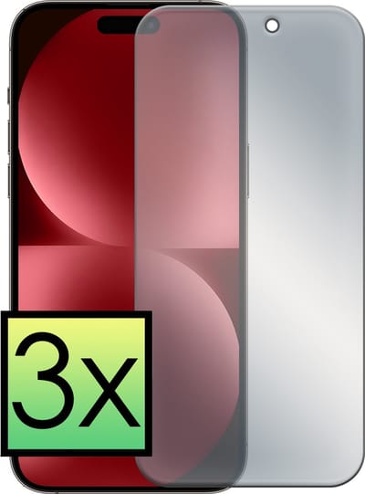Screenprotector - 3 Stuks - Geschikt voor Apple iPhone 15 - Privacy Filter - Beschermglas - Gehard Glas - Tempered Glass - Screen Protector - Anti Spy - Full Display Cover