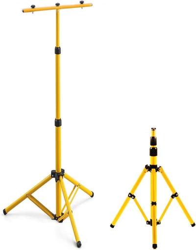 Telescopisch statief voor bouwspots en led-schijnwerpers, verstelbaar van 64 tot 160 cm, dubbele houder voor 2 lampen