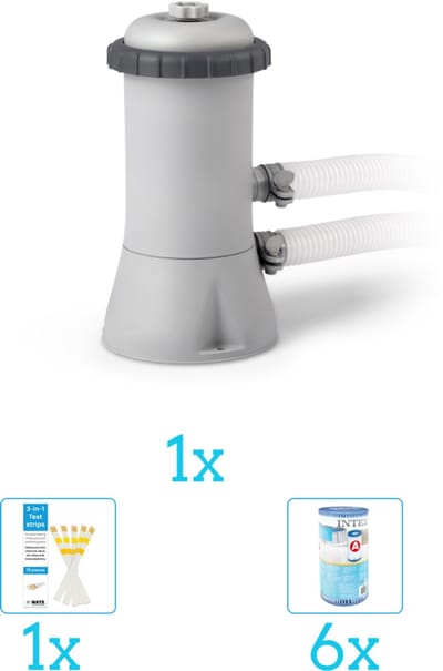 Intex 28604GS Filterpomp - 2.271 liter per uur inclusief Filter (6 stuks) en Testrips
