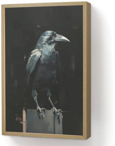 Wandlamp 40x60 cm - Oplaadbaar - Raaf - Vogels - Zwart - Wandlampen binnen woonkamer - Slaapkamer lamp - Decoratieve nachtlamp - Vloerlamp draadloos