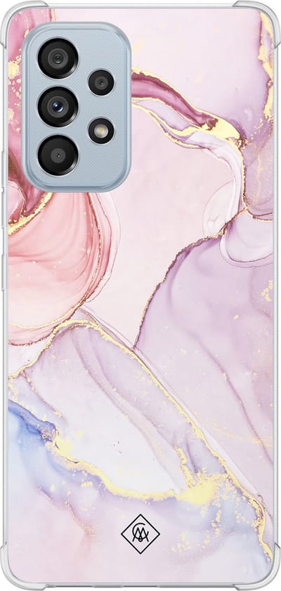 Casimoda® hoesje - Geschikt voor Samsung Galaxy A53 - Marmer roze paars - Shockproof case - Extra sterk - Siliconen/TPU - Paars, Transparant