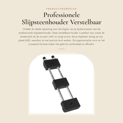 Dailygoods- Wetsteen Houder Verstelbaar - Antislip - Chroom-Geplateerd IJzer - 29 x 7 x 3 cm - Voor Keukenmes - Scherpe Slijpgereedschap - Slijphouder