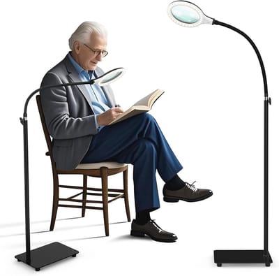 SnelShoppen - Vergrootglas met Licht en Standaard, Dimbare Vergrootlamp met Flexibele Zwanenhals en 54 LED-lichtjes, Ideaal voor Senioren, Lezen, Knut