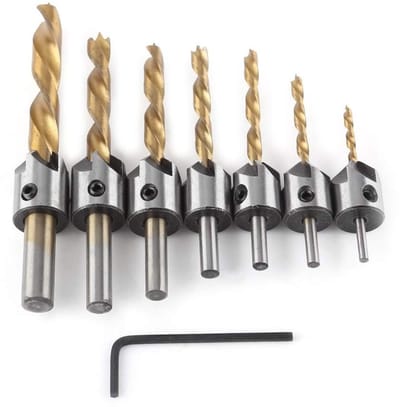 Countersink Boor Set van 10 Stuks voor Houtbewerking, Plastics en Metaalbewerking met Inbussleutel
