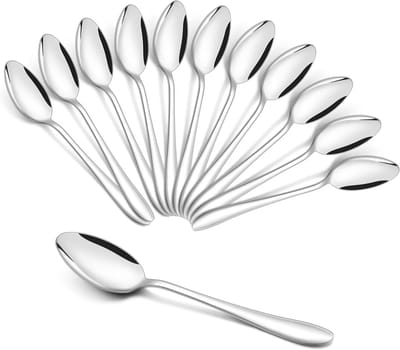 Set van 12 RVS Theelepels, Spiegelschoon Dessertlepels, Espresso Lepels voor Thuis en Restaurants, Duurzaam en Vaatwasserbestendig