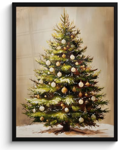 Poster in lijst - Fotolijst 60x80 cm - Posters - Kerst - Sfeer - Groen - Posterlijst zwart - Decoratie - Wanddecoratie woonkamer - Muurdecoratie slaapkamer - Kerstversiering - Kerstdecoratie voor binnen - Kerstmis