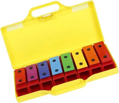 chimes set with 8-note Xylophone Colorful Glockenspiel Removable Rainbow Color Metal Plates Resonator Percussion Instrument Musical