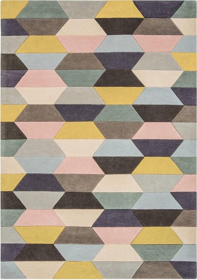Easy Living - Funk-Honeycomb-pastel Vloerkleed - 140x200  - Rechthoek - Laagpolig Tapijt - Modern - Meerkleurig