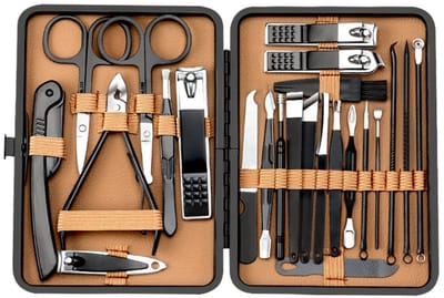 SWGOTA 24 delige Manicure Set - RVS - Nagelknipper - Nagelvijl - Pedicure Set - Manicureset - zwart