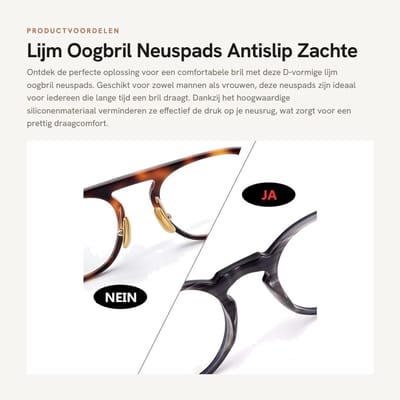 Dailygoody - Lijm Oogbril Neuspads - Antislip Zachte Siliconen - D-vormig - Zelfklevend en Comfortabel - 24 Stuks - Geschikt voor Alle Brillen