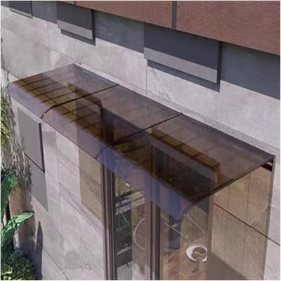 Deurluifel Polycarbonaat - Raamluifel Afdak - Terras Tuin Bescherming - UV Regenbestendig - 50 x 100 cm - Bruin