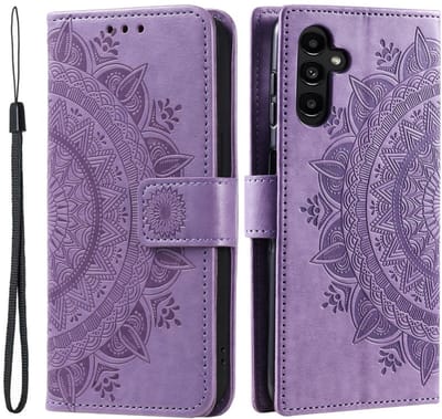 Mandala Book Case Geschikt voor Samsung Galaxy A26 - Hoesje met Pasjeshouder Paars