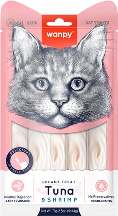Wanpy - Likbare snacks tonijn en garnaal 3x 14 gr 5 st