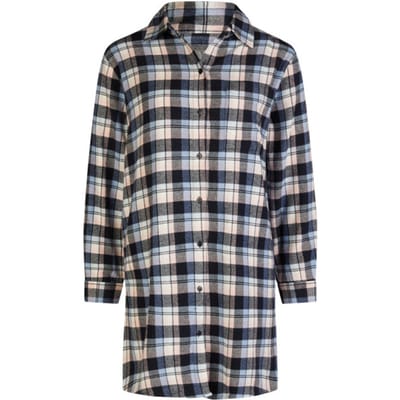 By Louise Dames Pyjama Nachthemd Lang Flanel Geruit Grijs/Roze - Maat M