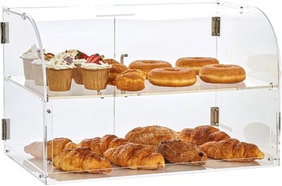 GebäCkvitrine | 2-Laags CommerciëLe Bakkerijvitrine | Acrylvitrine met Toegang Via De Achterdeur En Verwijderbare Planken | Houdt Donuts, Bagels, Taarten En Koekjes Vers | 22 X 14 X 14 Inch