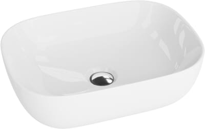 LAVITA COSTA - Opzetwastafel Rechthoek - 46cm - Wit Hoogglans - Dunne Rand - Zonder Kraangat - Waskom Set