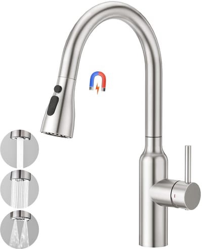 Dailygoods- Keukenkraan met uittrekbare uitloop - Eengreeps Mengkraan - Sproeikop - 360° draaibaar - Roestvrij staal - Hoge kwaliteit - Keukenkranen