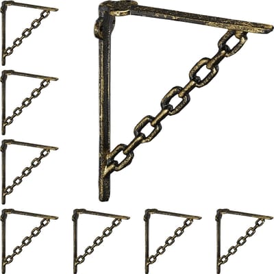 8x plankdrager antiek - schapdrager - gietijzer - vintage - planksteun ketting