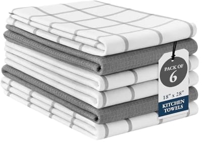 Set van 6 Katoenen Keukenhanddoeken - Zachte en Absorberende Vaatdoeken, Ideaal voor Droog- en Schoonmaaktaken