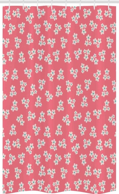 ABAKUHAUS Douchgordijn Landhuis – 120x180 cm – Polyester – turkoois/roze/wit