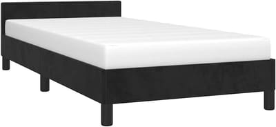 Bedframe met hoofdeinde - Ledikant Slaapmeubel - Slaapkamer Inrichting - Fluwelen Afwerking - 90x200 cm - Zwart