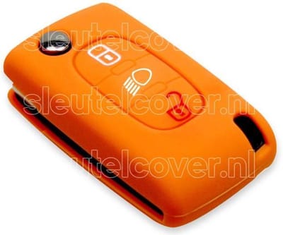 Autosleutel Hoesje geschikt voor Peugeot - SleutelCover - Silicone Autosleutel Cover - Sleutelhoesje Oranje