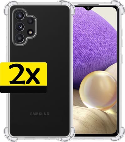 Hoesje - 2 Stuks - Geschikt voor Samsung Galaxy A32 4G - Sterk & Shockproof - Siliconen Case - Back Cover - Telefoon Hoes Shock Proof - Telefoonhoesjes - Transparant
