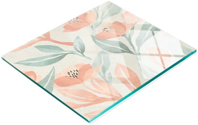 Multifunctionele decoratieve snijplank van gehard glas met bloemenmotief, 60x52 cm