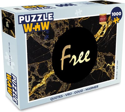 Puzzel Quotes - Vrij - Goud - Marmer print - Legpuzzel - Puzzel 1000 stukjes volwassenen