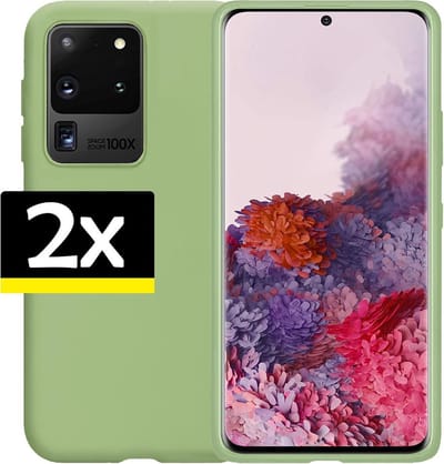 Hoesje - 2 Stuks - Geschikt voor Samsung Galaxy S20 Ultra - Sterk & Shockproof - Case Siliconen - Back Cover - Telefoon Hoes - Telefoonhoesjes - Groen