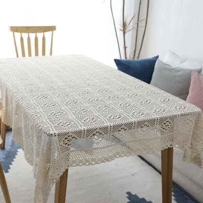 Bruiloft Rechthoek Gehaakte Tafels Cover Handgemaakte Holle Weven Tafelkleed Thuis Woonkamer Decor gray