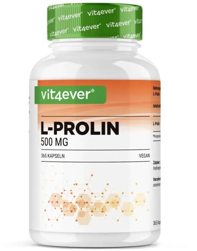 Vit4ever - L-Proline – 365 capsules – Hooggedoseerd met 1000mg per dagdosering – Gefermenteerd & zuiver aminozuur – Veganistisch