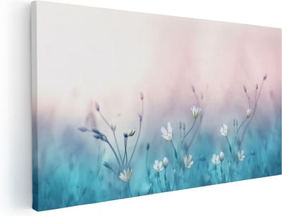 Artaza Canvas Schilderij Bloemen - 40x20 cm - Klein - Wanddecoratie Voorjaar - Muurdecoratie Woonkamer - Schilderijen Op Canvas