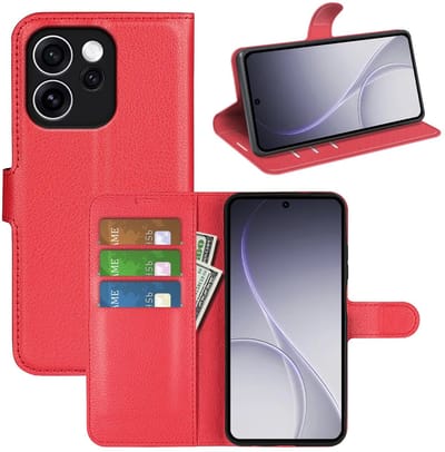 MobyDefend Hoesje - Geschikt voor Oppo Reno15 F / Oppo Reno15 FS - Kunstleren Wallet Book Case (Sluiting Voorkant) - Rood