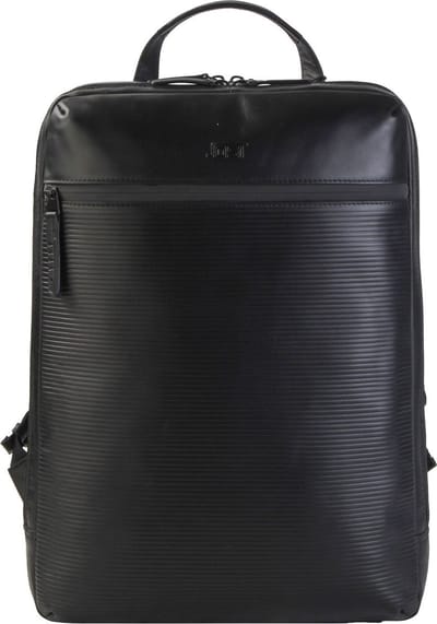 JOST Leren Laptop rugzak Rugzak met laptopvak Aarhus Linea Daypack Backpack Black Zwart
