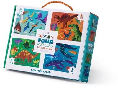 Crocodile Creek puzzelset dinosaurus - 4-in-1 legpuzzel voor kinderen.