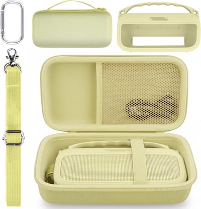 Hard Case en Silikonencase voor Draagbare Bluetooth Speaker, Beschermende Case met Carabiner en Schouderriem voor Bose SoundLink Flex