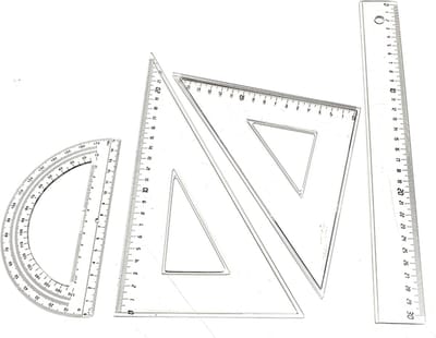 NTB Schoolset - Geometrische set - Liniaal 30cm. - 2x Geodriehoek - Gradenboog - 4 delige set