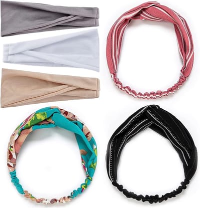 Brede Boho Haarband voor Dames - Set van 6 Stuks Haaraccessoires voor Yoga, Fitness en Make-up