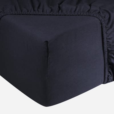 DoubleDry Jersey Stretch Hoeslaken - 100% Katoen - Eenpersoons 90x200 cm - 25cm Matrasdikte - Rondom Elastiek - Navy