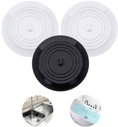 Dailygoods- Afvoerstop 3 stuks - Siliconen Badstop - Universele Stop - Afvoerplug Wastafel - Afvoerplug Douche - Diameter 15 cm