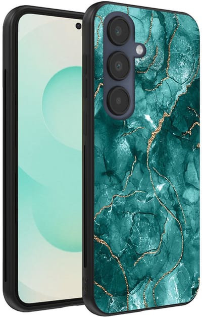 Smartphonica Telefoonhoesje Geschikt voor Samsung Galaxy S25 Plus met marmer opdruk - TPU backcover case marble design - Goud Groen geschikt voor Samsung Galaxy S25 Plus