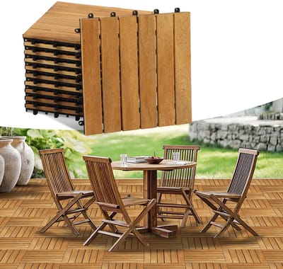 Akazienhout Terrastegels 30x30cm FSC-gecertificeerd 22 Stuks = 2m² Kliksysteem Zonder Gereedschap