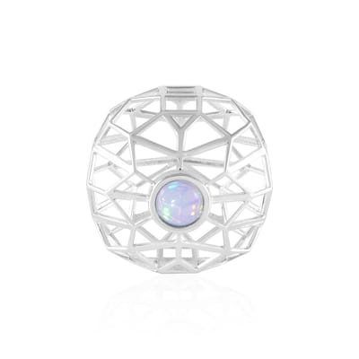 Cavill - Zilveren Hanger - 925 Sterling Zilver Rhodium - Welo Opaal 0.27 ct Ronde Cabochon - Filigraan Design - Blauwe Glans