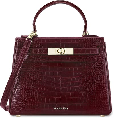 Victoria Hyde Tas - Damesshandtas - Handtas met één handvat - 28,5 × 22,5 × 12 cm - Verstelbare riem - Meerdere vakken - Sluiting met gesp voorop - Schoudertas - Crossbody - Bordeaux – voor werk en dagelijks gebruik