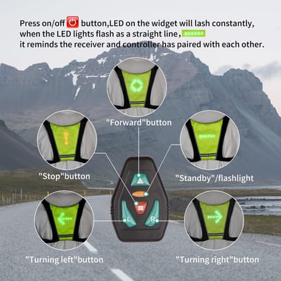 Gilet de vélo clignotant LED Gilet clignotant indicateur de direction LED Gilet de sécurité pour le vélo de nuit LED vert